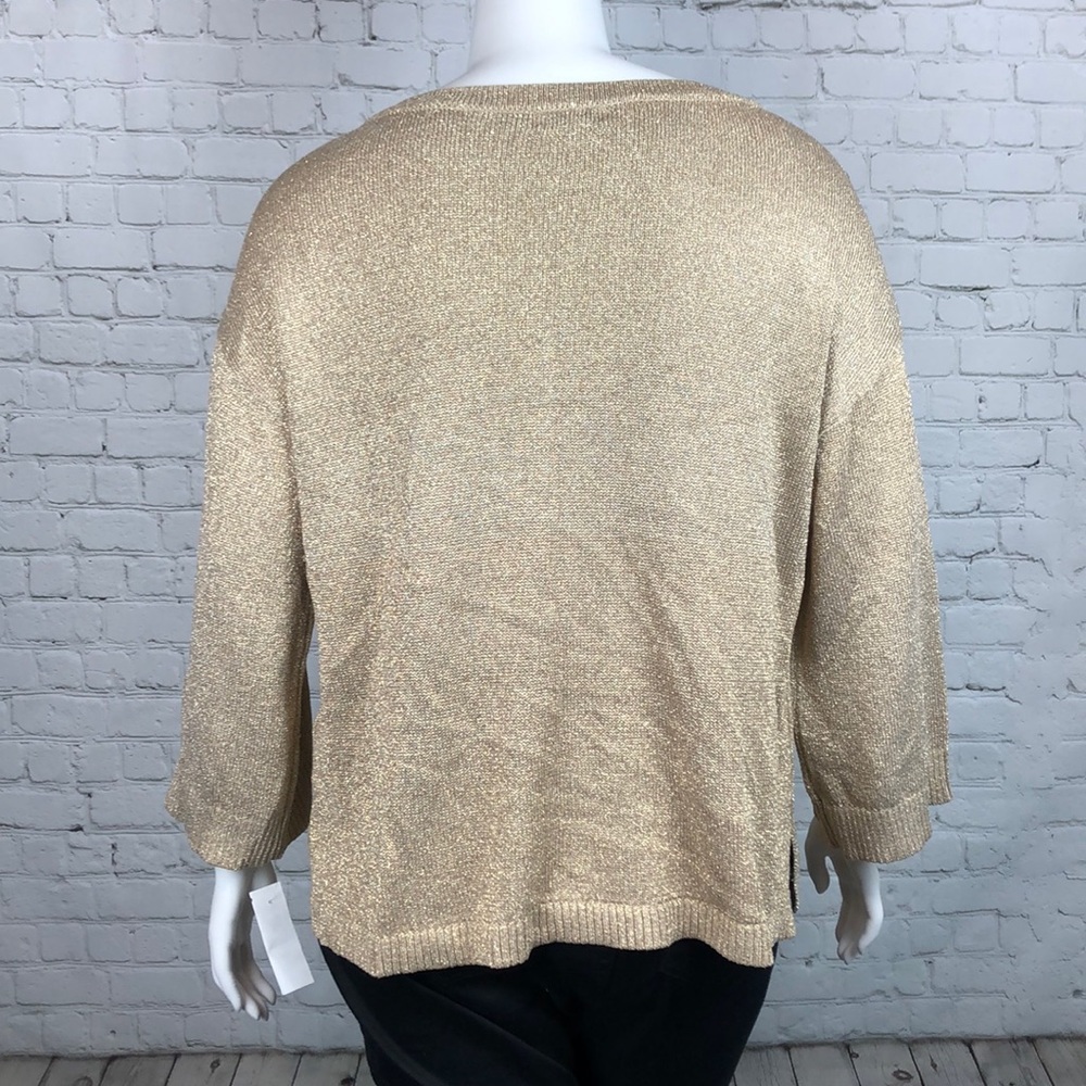 Calvin Klein Gold Metallic Sweater Size X-Large - Picture 3 of 6